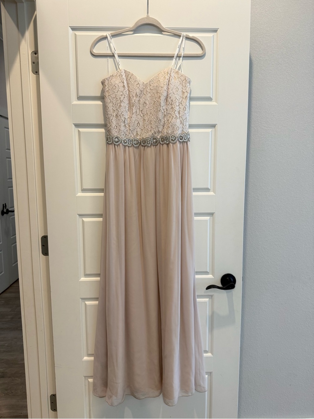 Speechless Lace Bodice Maxi Dress in Blush Pink with Beaded Waist